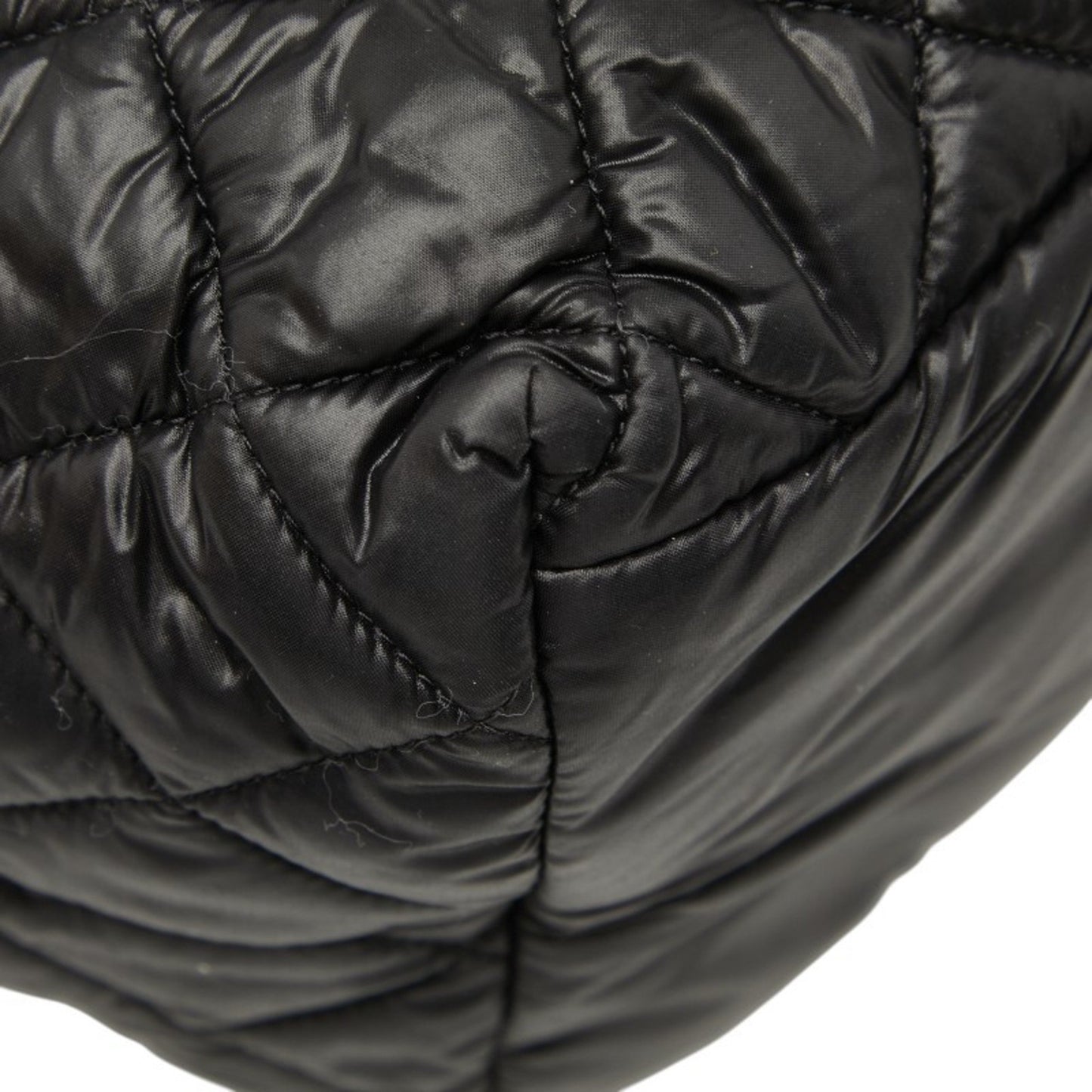 Chanel Coco Mark Cocoon Matelasse Handbag Tote Bag Black Nylon Leather