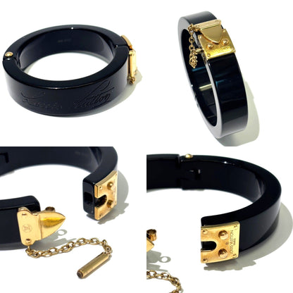 Louis Vuitton Lockme Bangle Bracelet Black Gold Plastic M66761 Louis Vuitton