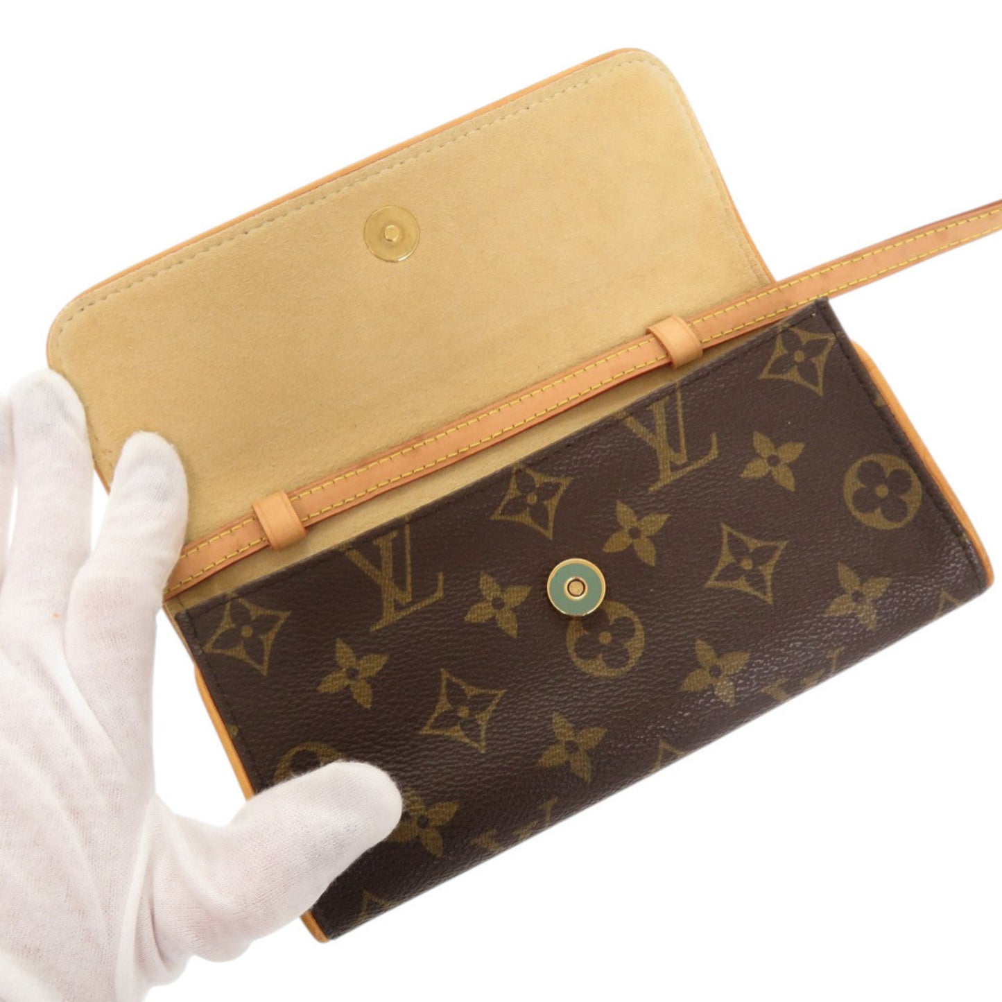 Louis Vuitton Pochette Twin Pm Monogram M51854 Canvas Brown Lv Shoulder Bag 0087 Louis Vuitton