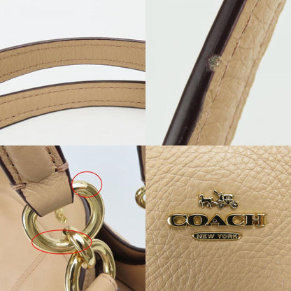 Coach Tote Bag F57545 Leather Pink Beige