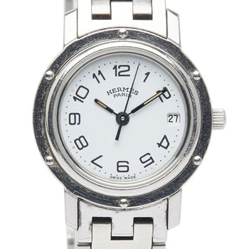 Herms Clipper Watch Cl4.210 Quartz White Dial Stainless Steel