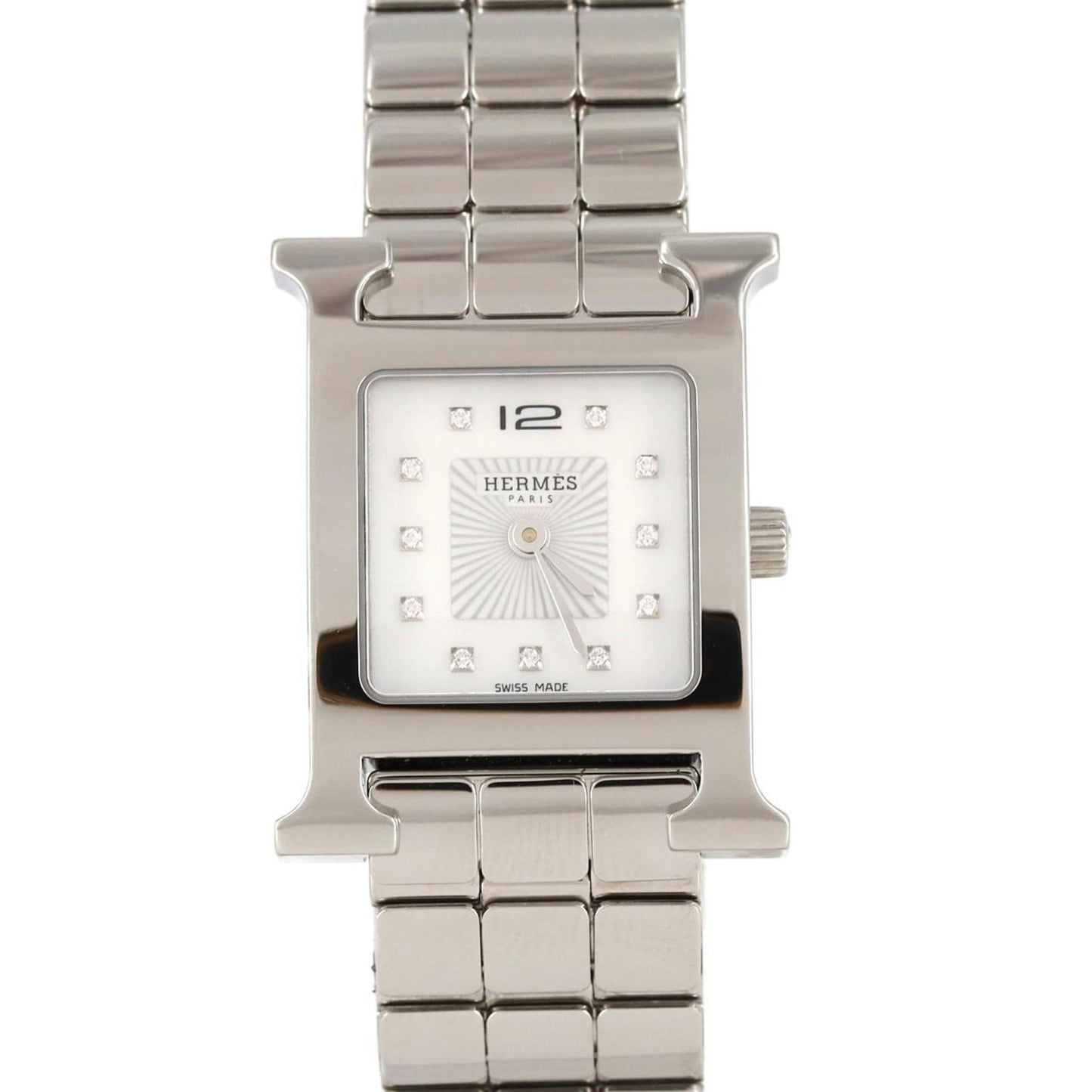Herms H Watch 11P Hh1.210 Stainless Steel Quartz Wristwatch