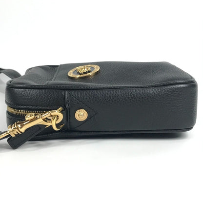 Versace Medusa Logo Pochette Shoulder Bag In Black Leather