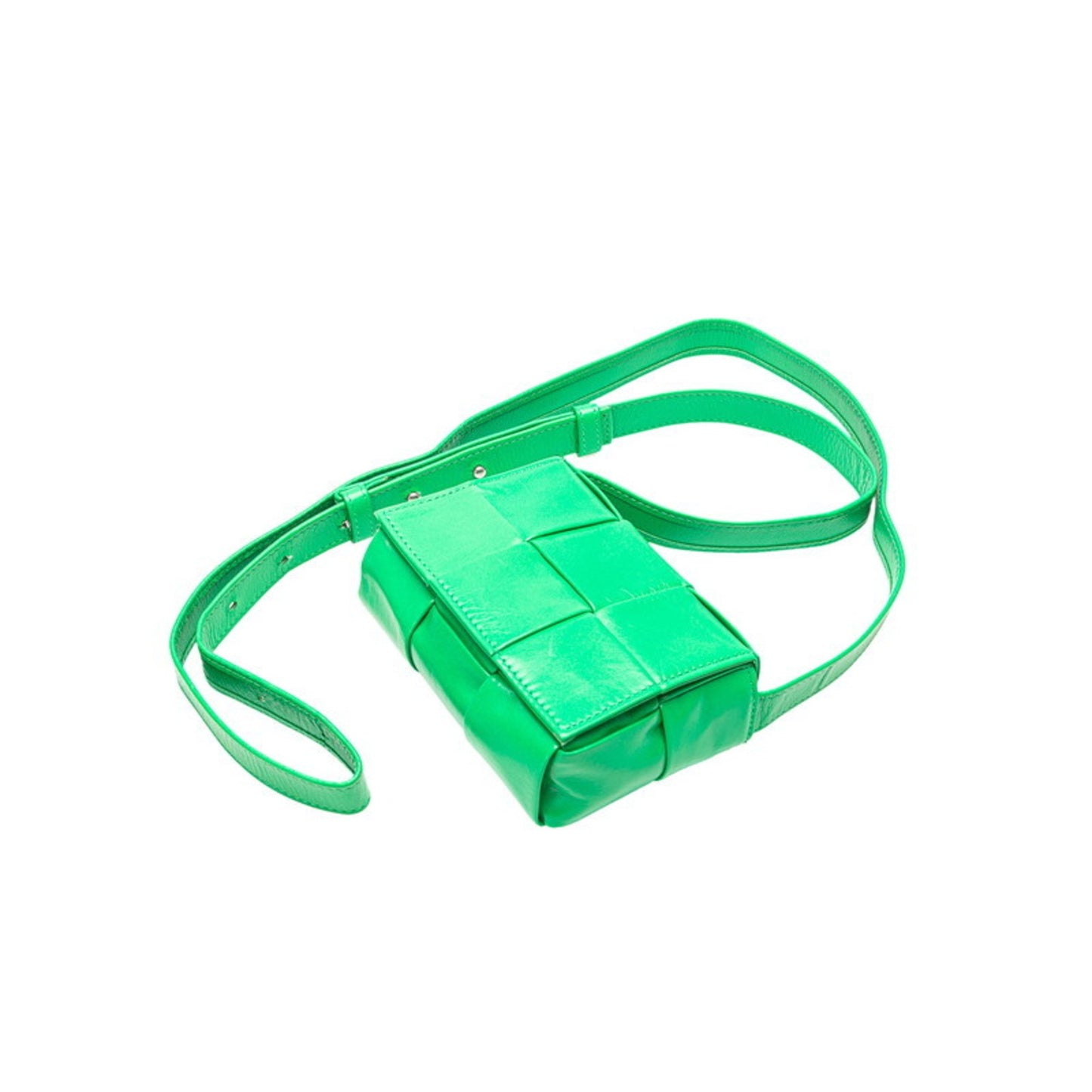 Bottega Veneta Maxi Intrecciato Candy Cassette Crossbody Shoulder Bag 667048 Paraquito Green Leather