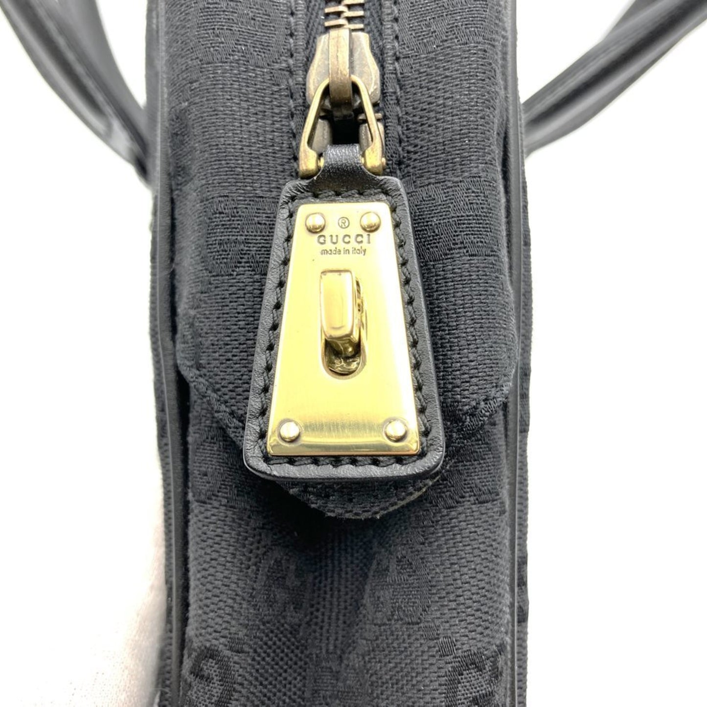 Gucci 90677 001013 Handbag Tote Bag Gg Canvas Pattern Leather Black