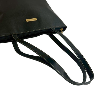 Burberry Logo Plate Leather Tote Bag