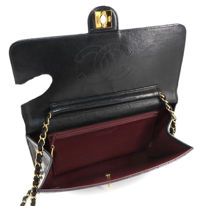 Chanel Matelasse Chain Shoulder Bag Leather Black Gold Metal Fittings