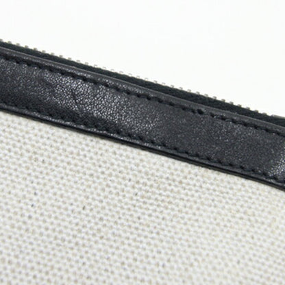 Saint Laurent Clutch Bag Rive Gauche 581369 Ivory Beige Black Pvc Leather Hand Strap Pouch
