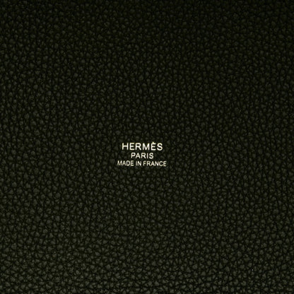 Hermes Pur Sangle Handbag Tote Bag Yellow Black Canvas Taurillon Clemence