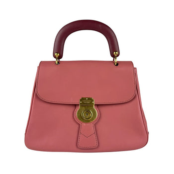 Burberry Handbag Shoulder Bag Leather Pink Burgundy Gold