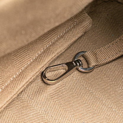 Hermes Herms Valparaiso Pm Handbag In Etoupe Greige Toile Chevron Swift