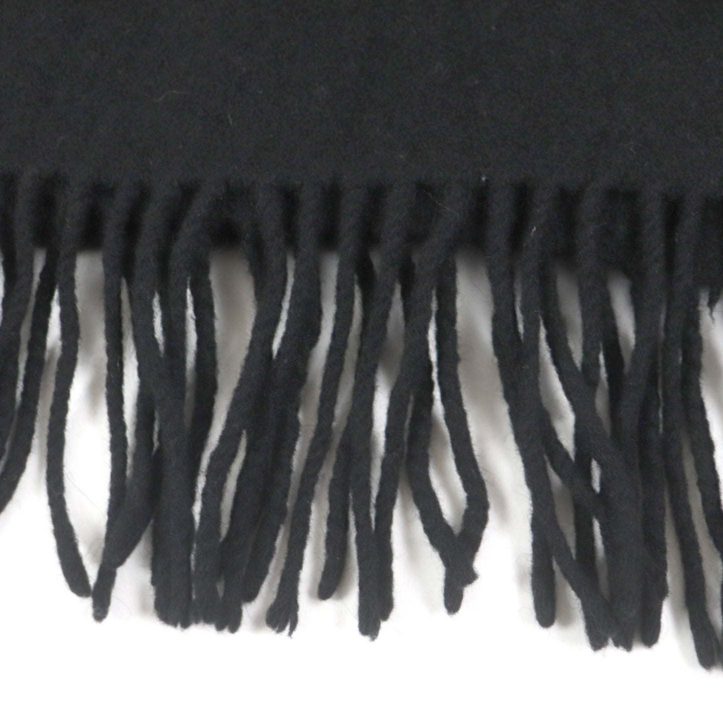 Hermes 100% Cashmere Logo Embroidery Fringe Scarf/Shawl In Black