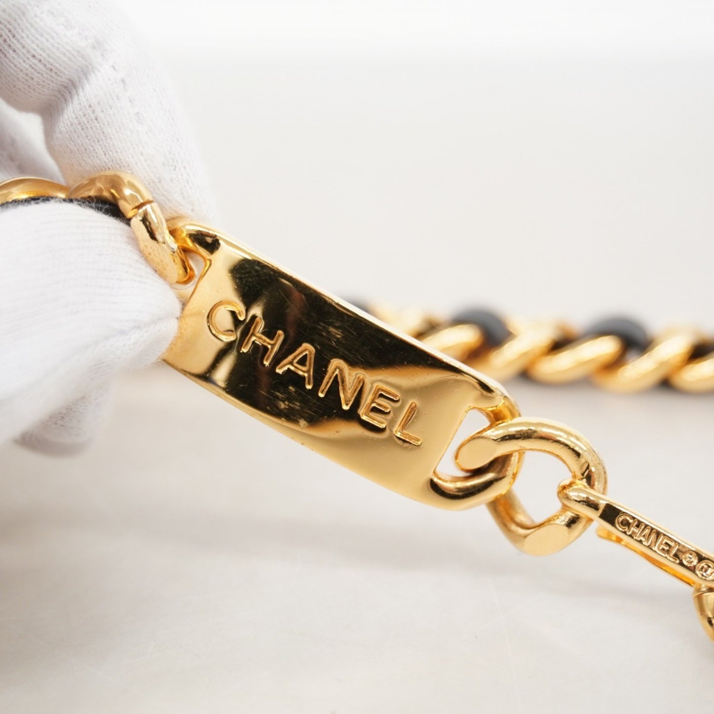 Chanel Belt Gold Black Chain