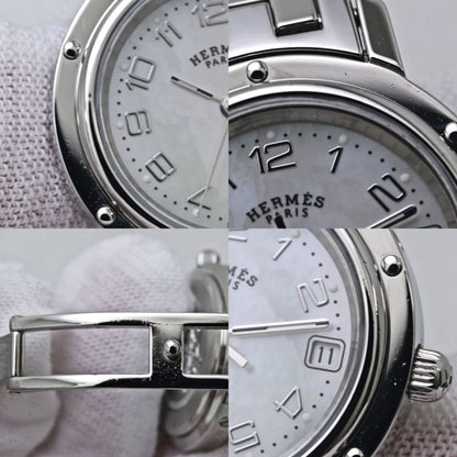 Hermes Clipper Nacre White Shell Watch With New Buckle