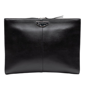 Balenciaga Logo Clutch Bag/Second Bag In Black Leather
