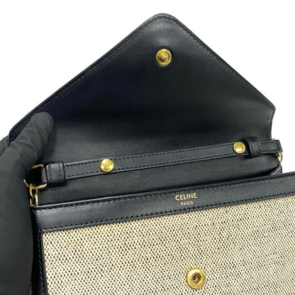 Celine Triomphe Chain Shoulder Bag In Canvas And Leather