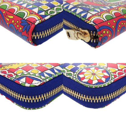 Like New Dolce & Gabbana Bi0473 Trump Print Leather Long Wallet In Red