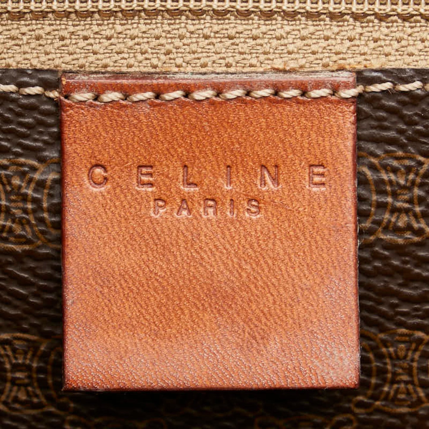 Celine Macadam Handbag Tote Bag Brown Pvc Leather