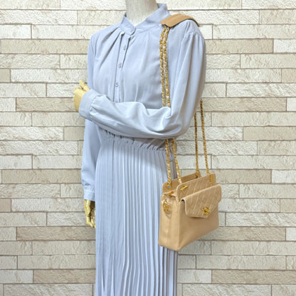 Chanel Shoulder Bag Lambskin Beige