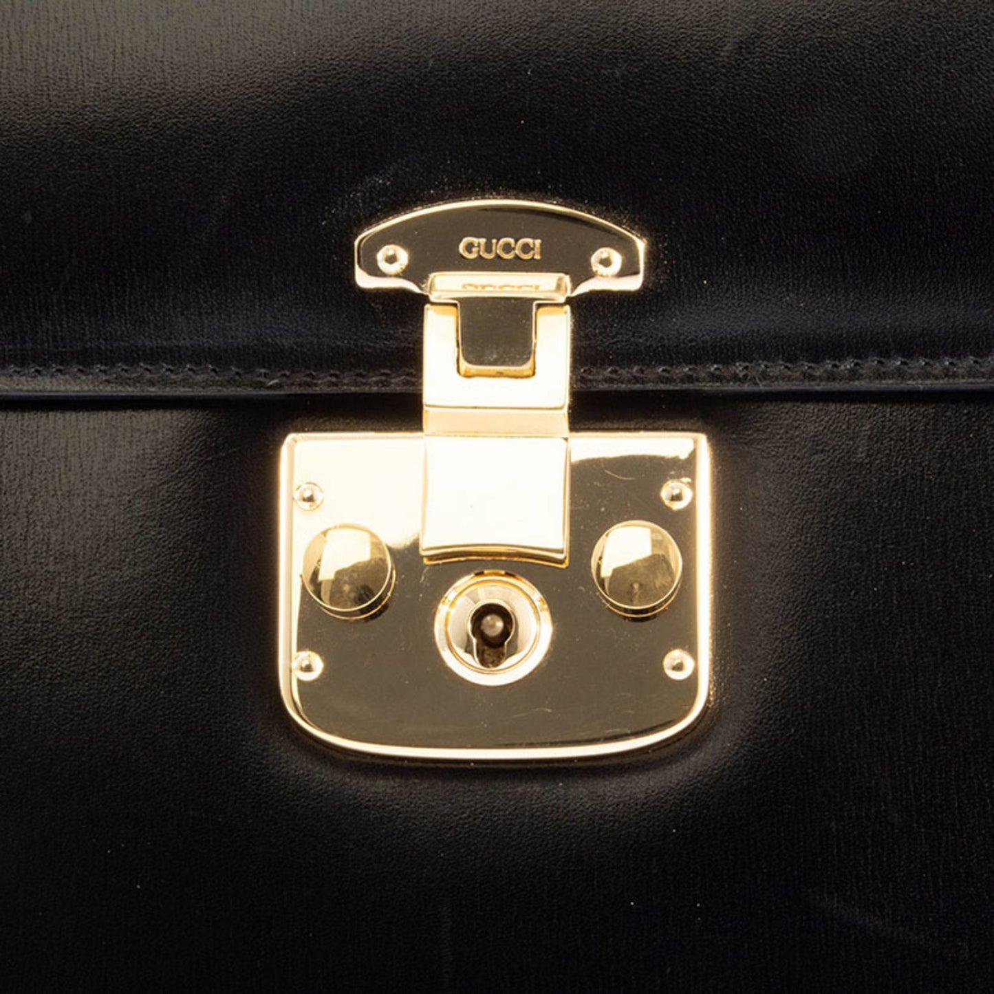 Gucci Old Ladylock Bag In Black Leather