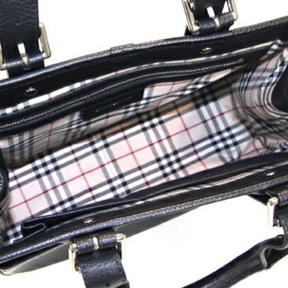 Burberry Handbag Black Leather Nova Check