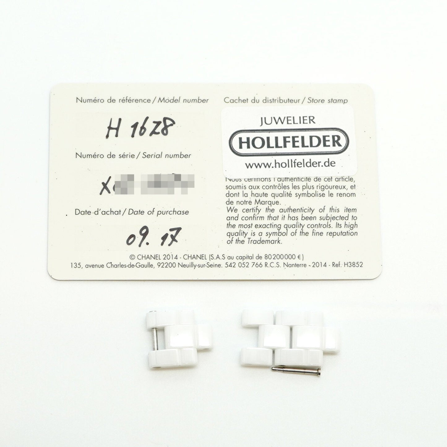 Chanel J12 H1628 White Dial