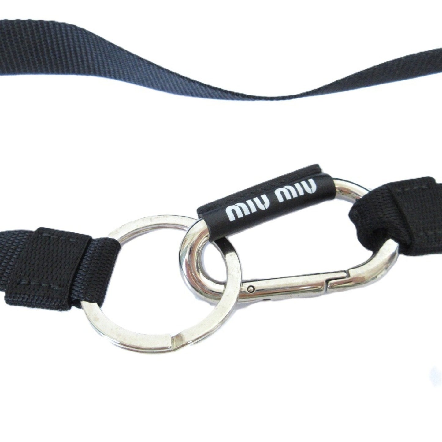 Miu Miu Miu Trick Carabiner Shoulder Strap Keychain In Black
