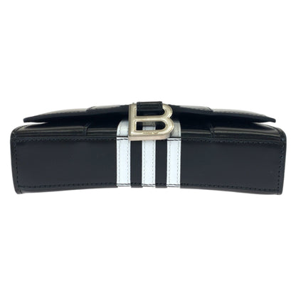 Balenciaga Balenciaga Adidas Collaboration Hourglass Wallet On Chain Black White Leather 2304Blsjj
