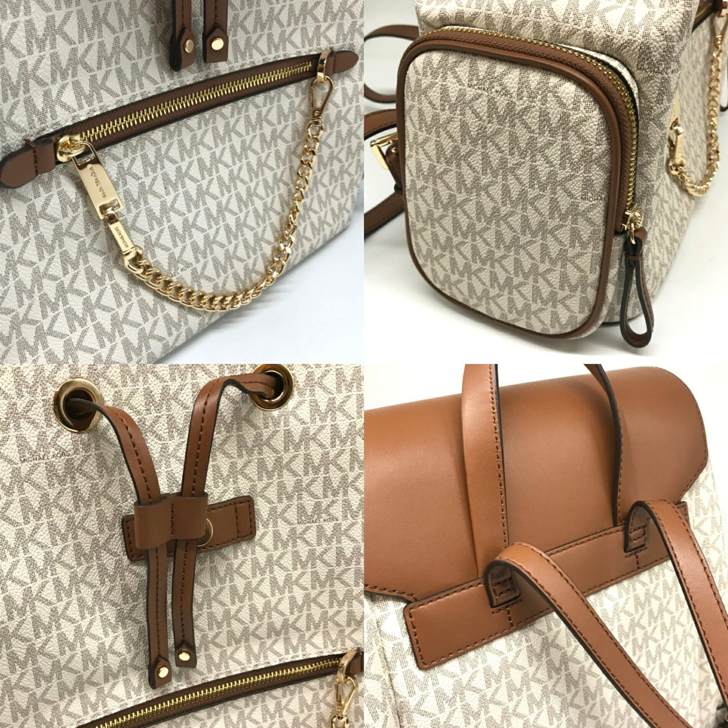 Michael Kors Chain Backpack Brown X Ivory Jet Set Item 35T1Gttb3B Michael Kors