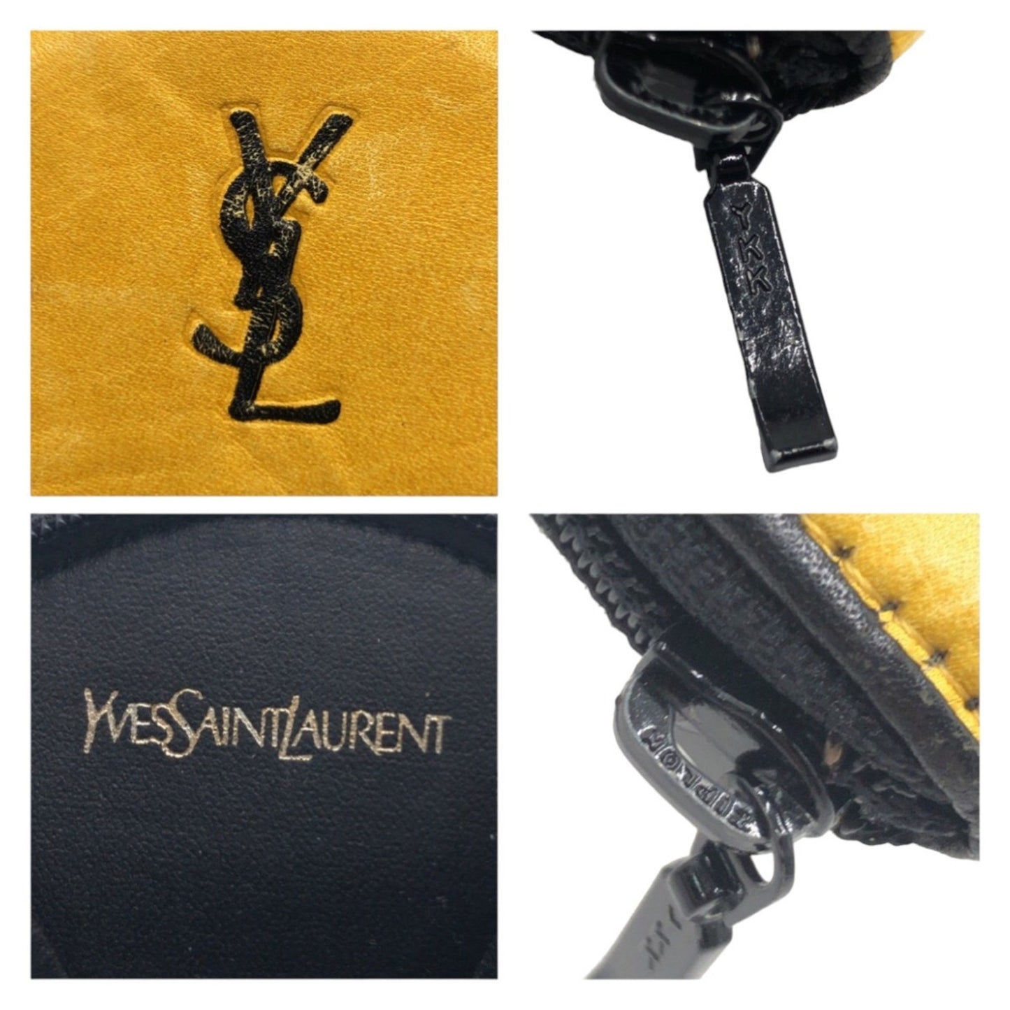 Yves Saint Laurent Vintage Ysl Yellow Leather Wallet/Coin Case/Purse