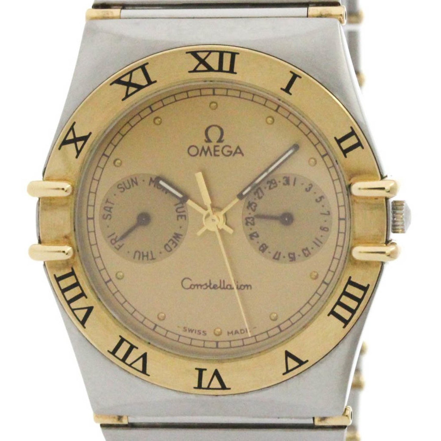 Omega Constellation Day Date 18K Gold Steel Quartz