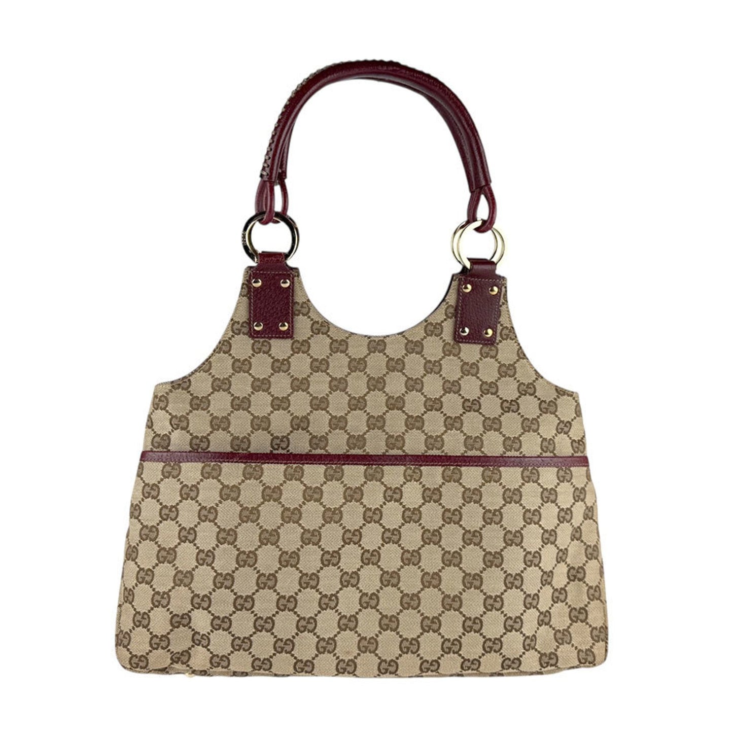 Gucci Gg Canvas And Leather Handbag In Bordeaux Brown
