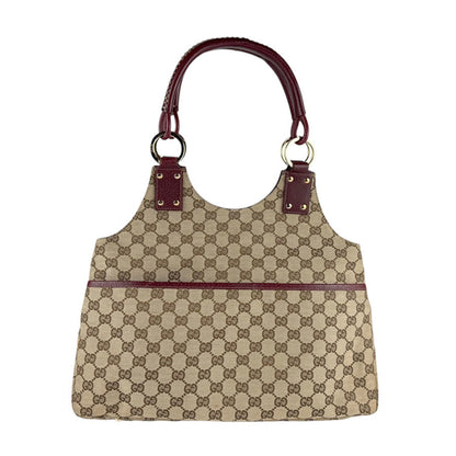 Gucci Gg Canvas And Leather Handbag In Bordeaux Brown