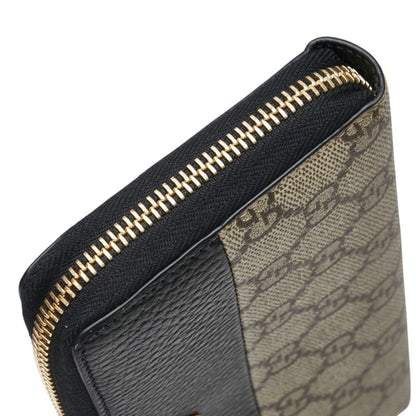 Gucci Gg Supreme Double G Two-Tone Long Wallet With Round Zipper