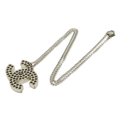 Chanel Coco Mark Punching Necklace Pendant Metal Silver 03 P