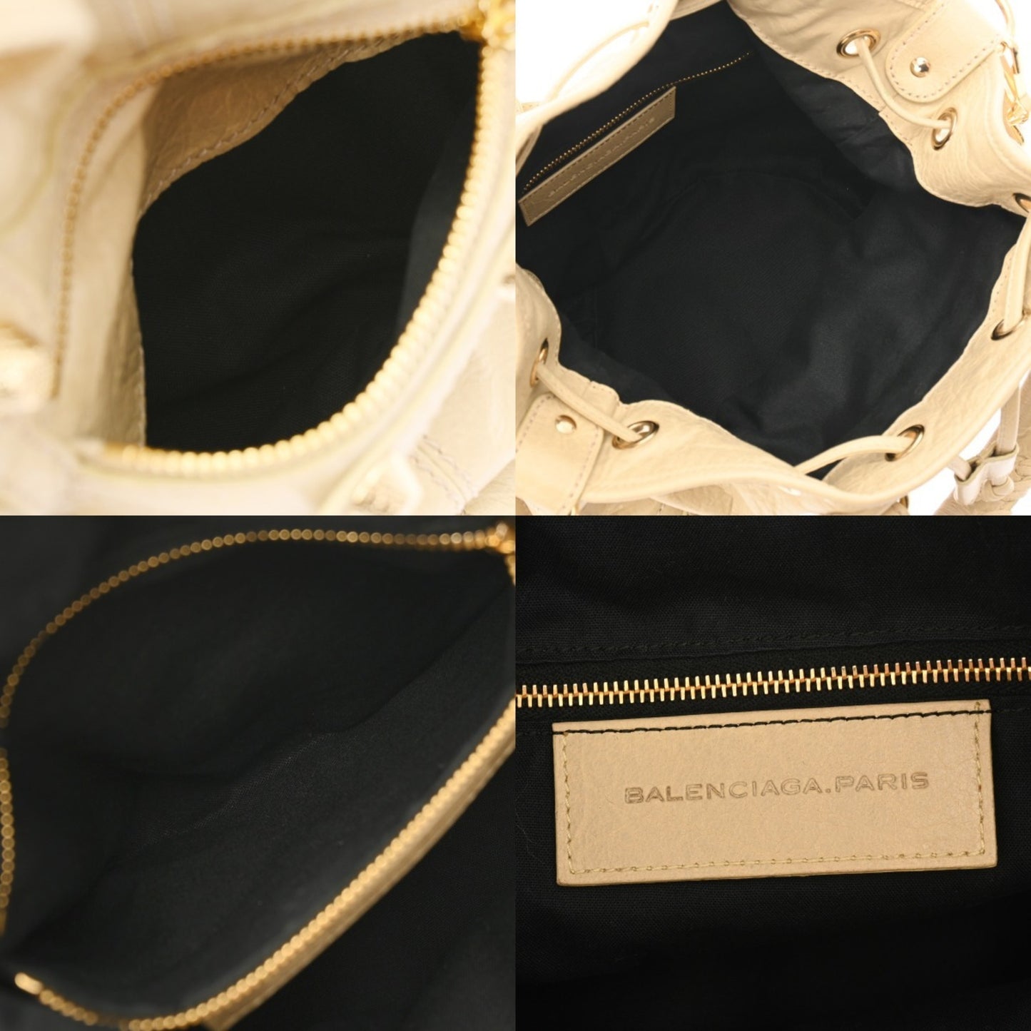 Balenciaga Giant Mini Pompon 2-Way Beige Leather Handbag With Gold Hardware