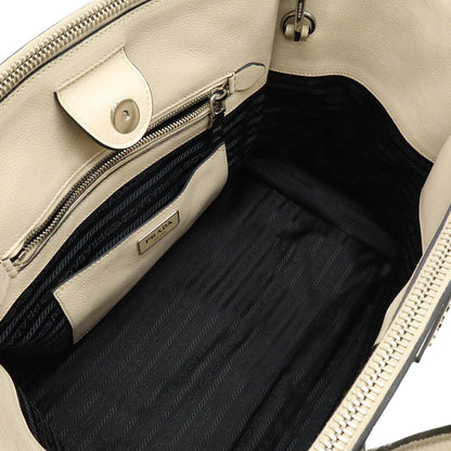 Prada Prada Triangle Handbag Tote Bag Shoulder Leather Light Beige Bn2619