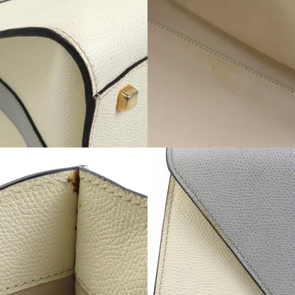 Valextra Handbag Shoulder Bag Large Iside Leather Ivory X Light Gray