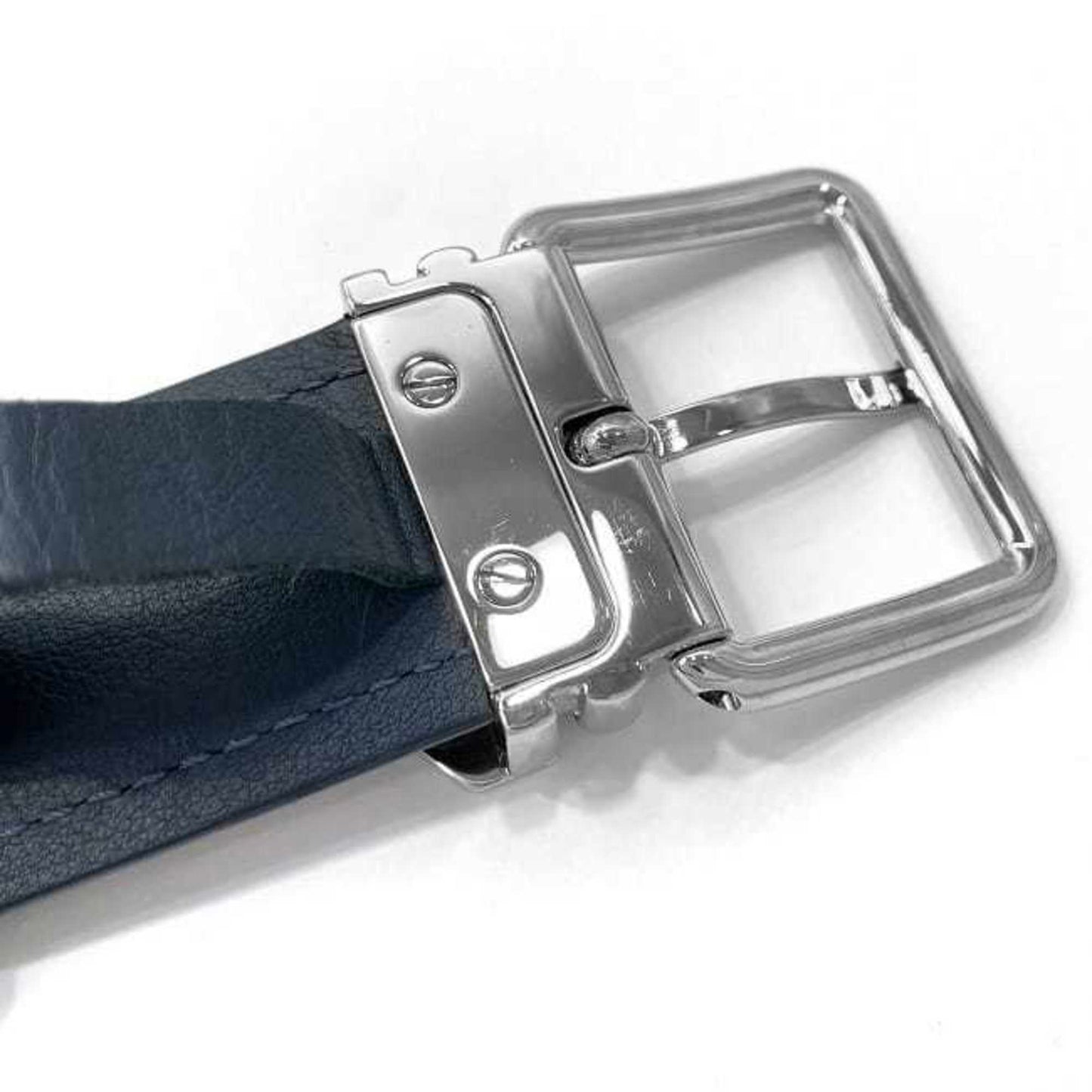 Louis Vuitton Belt Santur Sydney Brown Navy Damier Ebene M9568 F-20089 Waist 35Mm Canvas Leather