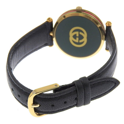 Gucci Sherry Line White Dial Gp/Leather Quartz 30Mm Boys 2 Hands Watch
