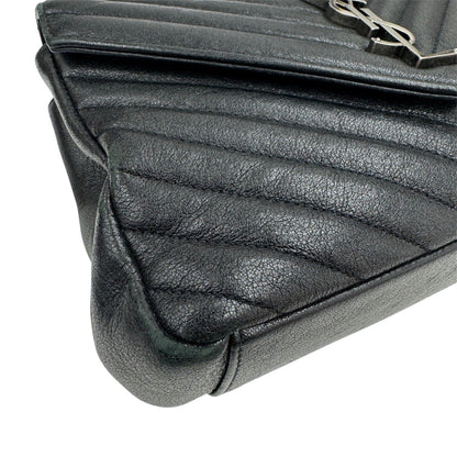 Saint Laurent Ysl College 600279 Chain Shoulder Bag In Black Leather