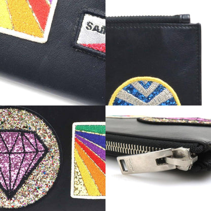 Saint Laurent Clutch Bag Leather Black Multicolor
