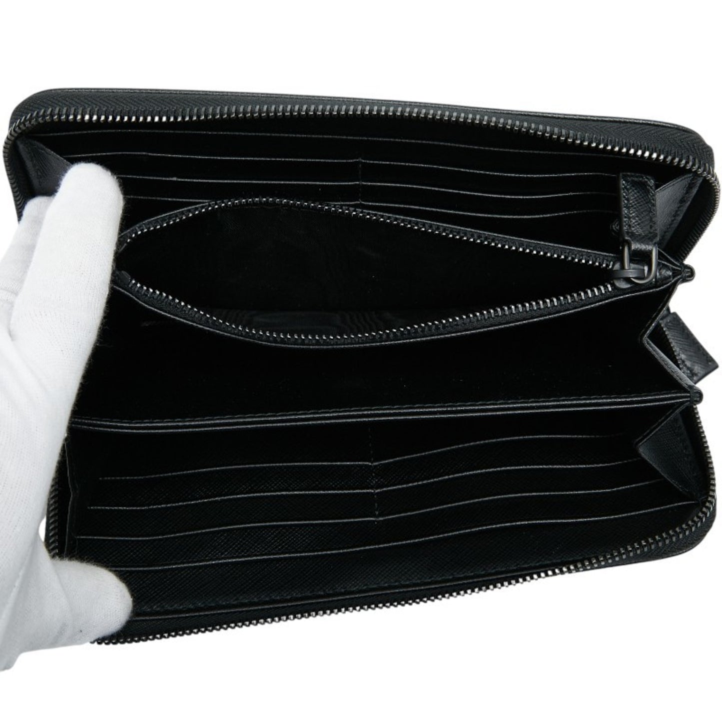 Prada Camouflage Round Zip Long Wallet In Khaki Black Nylon