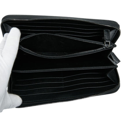 Prada Camouflage Round Zip Long Wallet In Khaki Black Nylon