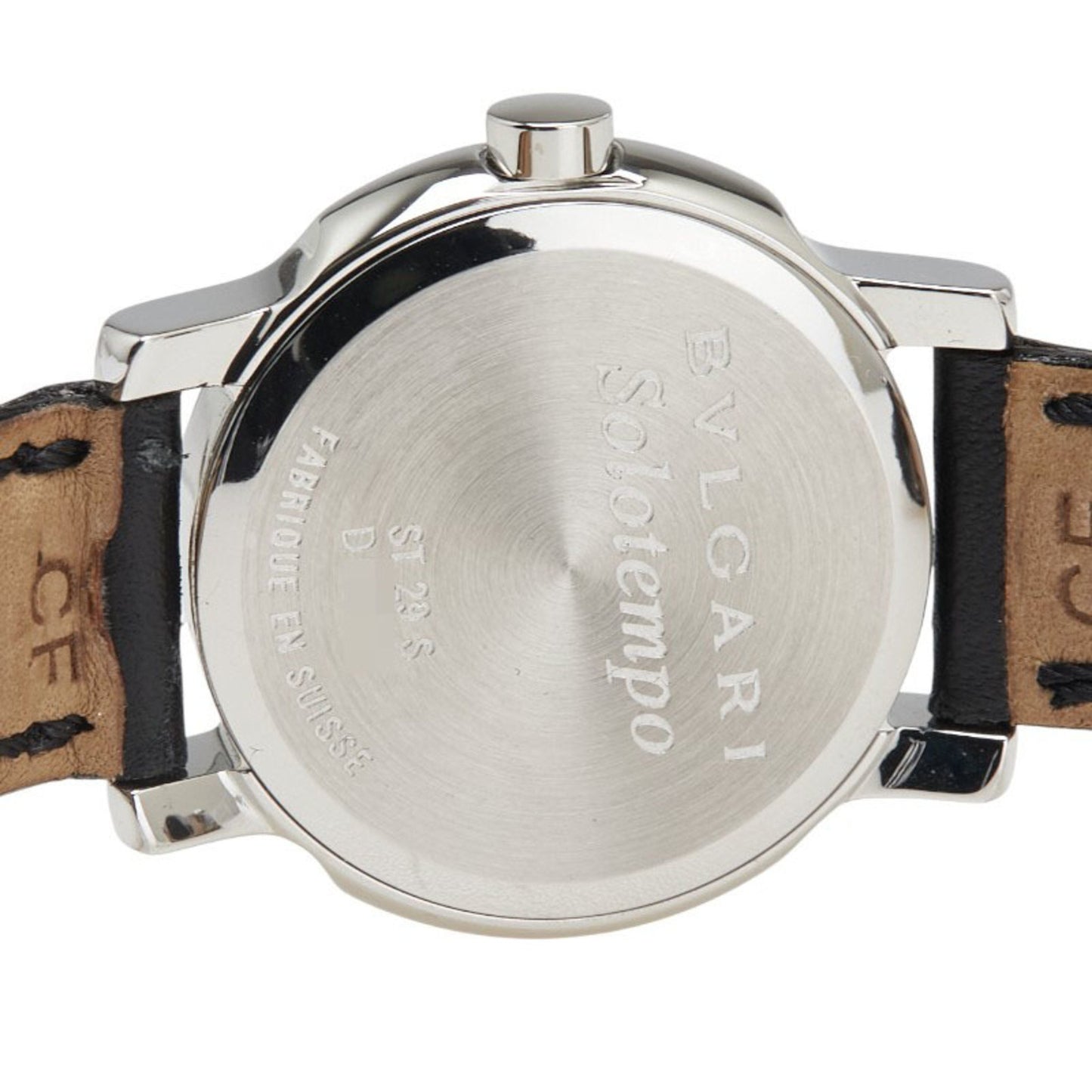 Bvlgari Solotempo Watch St29S Quartz Black Dial Stainless Steel Leather