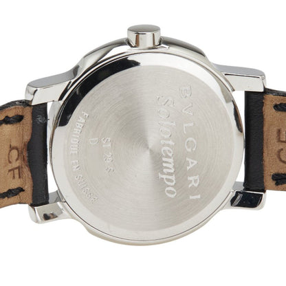 Bvlgari Solotempo Watch St29S Quartz Black Dial Stainless Steel Leather