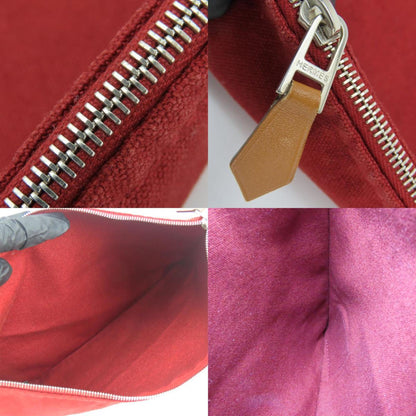 Hermes Pouch Bora Cotton Leather Bordeaux Maroon Flat Multi-Purpose Accessories