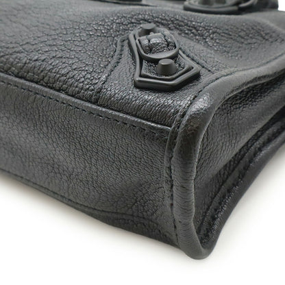 Balenciaga Classic Nano City Handbag/Shoulder Bag In Black Leather