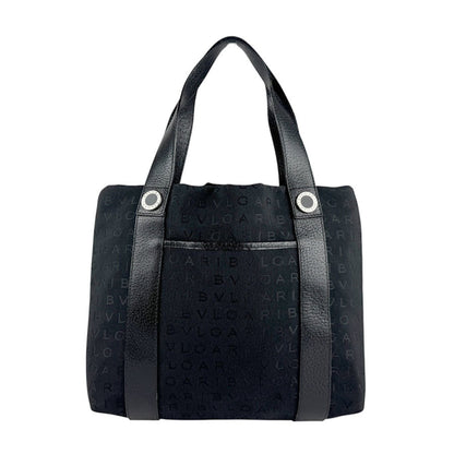 Bvlgari Bvlgari Handbag Nylon Canvas Leather Black