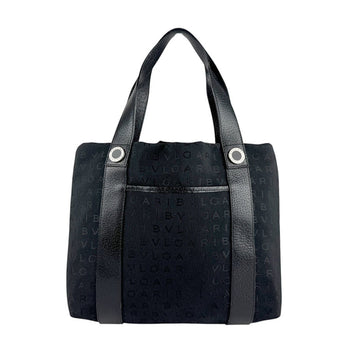 Bvlgari Bvlgari Handbag Nylon Canvas Leather Black